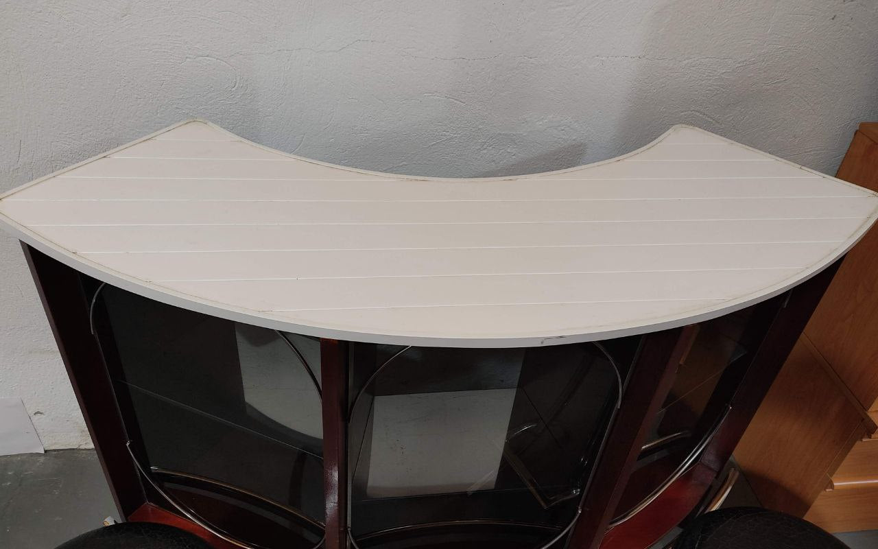 CONJUNTO BAR RETRO CON BOTELLERO Y TABURETES – ESTILO VINTAGE AÑOS 70