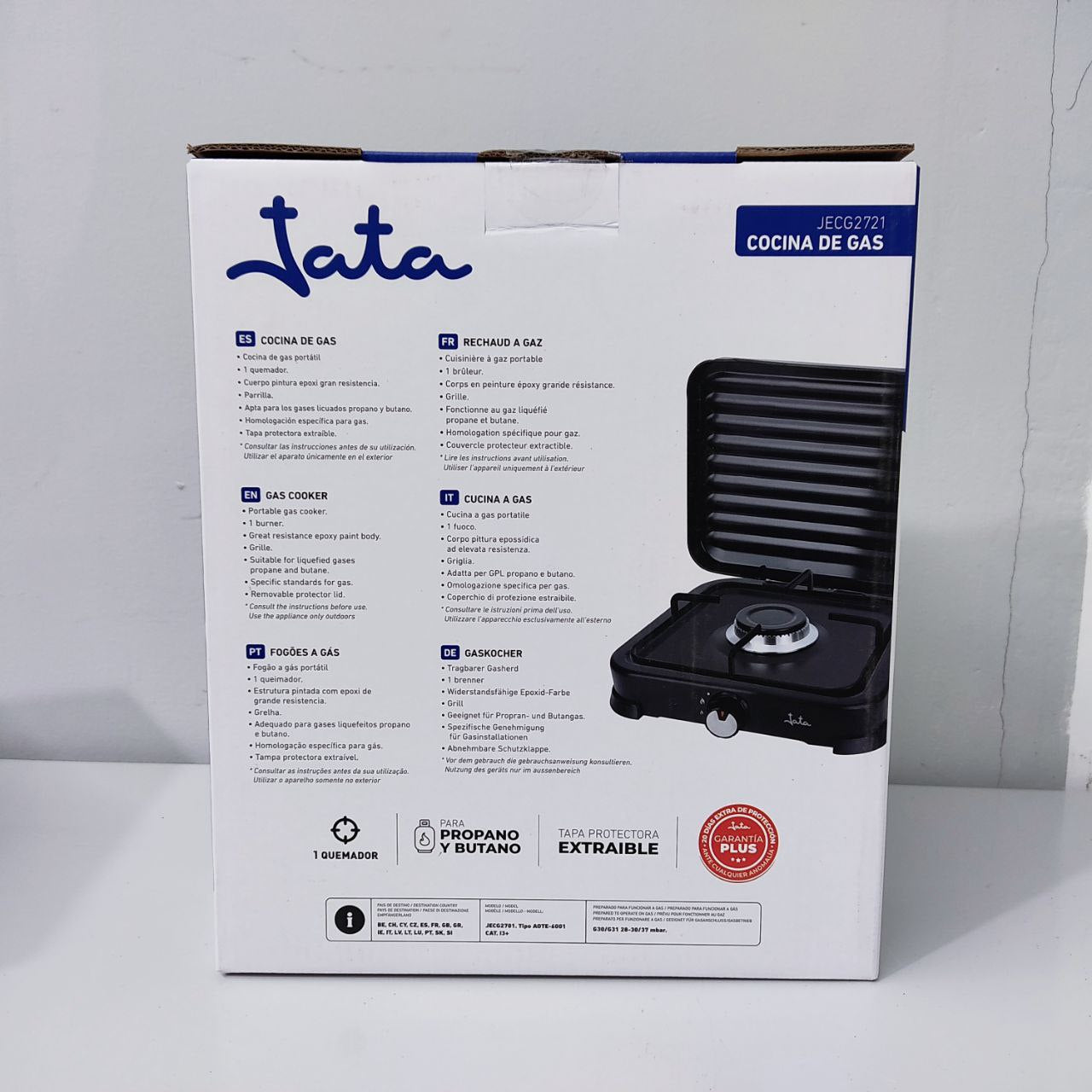 HORNILLO DE GAS JATA JECG2721 – COMPACTO, EFICIENTE Y CON TAPA PROTECTORA