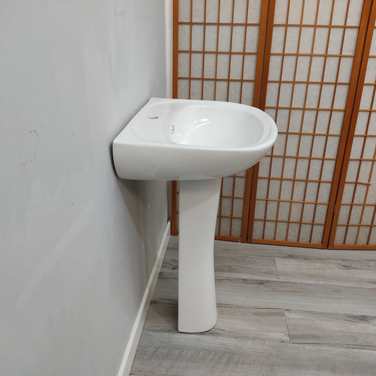 LAVABO CON PEDESTAL – CERÁMICO, DISEÑO CLÁSICO Y FÁCIL LIMPIEZA