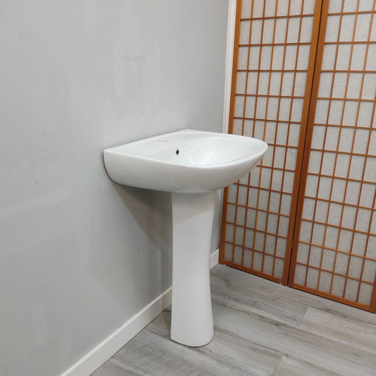 LAVABO CON PEDESTAL – CERÁMICO, DISEÑO CLÁSICO Y FÁCIL LIMPIEZA