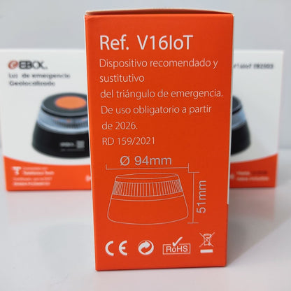 BALIZA EBOX V16 DGT – LUZ DE EMERGENCIA HOMOLOGADA, MAGNÉTICA Y DE ALTA VISIBILIDAD